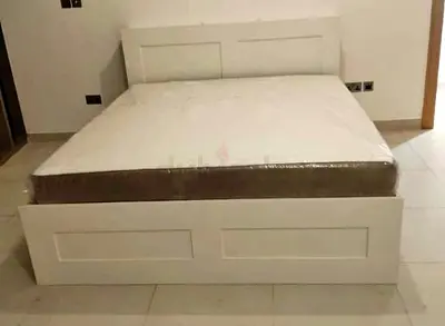 Ikea brimness king bed with headboard 4  drawers underneath and Ikea mattress