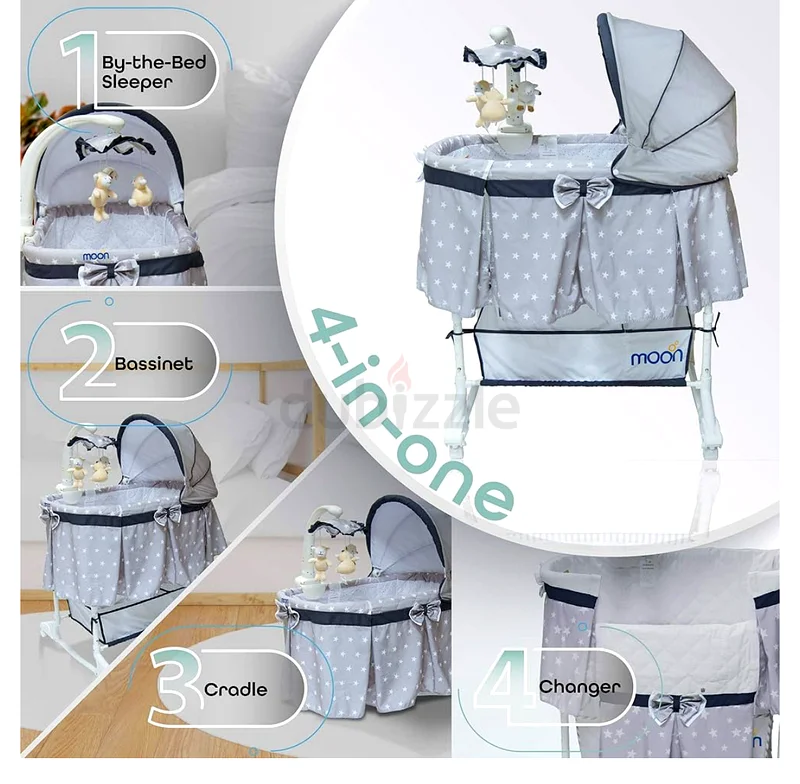 Moon 4 In 1 Convertible Cradle Crib Box pc63204862659329112