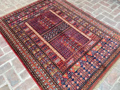 Premium Wool Carpet | 156 x 201 cm | new Handknotted Turkmen Ensi Ersari Carpet Fine Quality