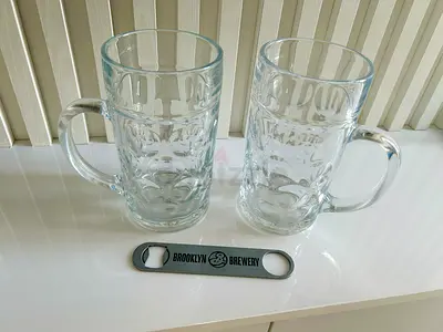 2 Big beer mugs and bottle opener