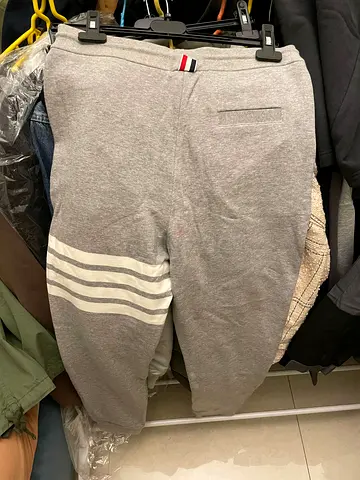 Stylish Thom Browne Grey Sweatpants with Stripes for Sale!Size-2