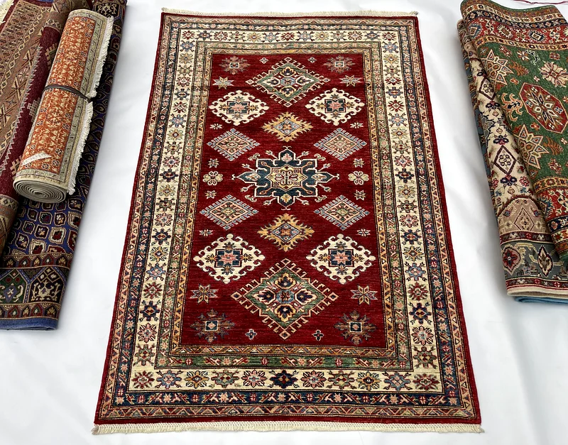 Premium Wool Carpet | 115 x 165 cm | new Handknotted Kazak Super Quality63209348676610112