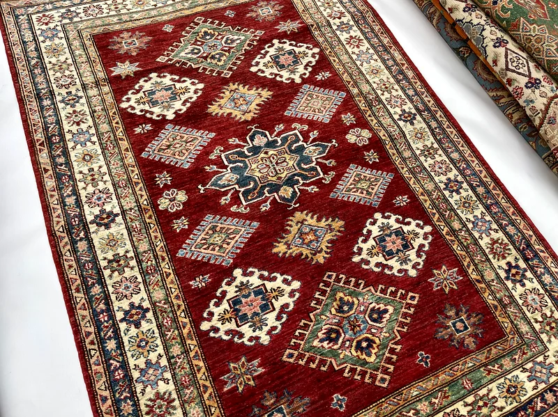 Premium Wool Carpet | 115 x 165 cm | new Handknotted Kazak Super Quality63209348676610113