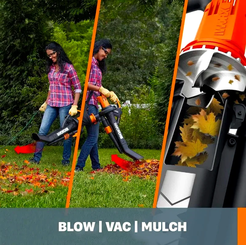 Worx WG509 TriVac 12 أمبير 3 في 1 نافخ كهربائي / مُجَزِّئ / مكنسة كهربائية مع ميزة المجزئة63252949419779112