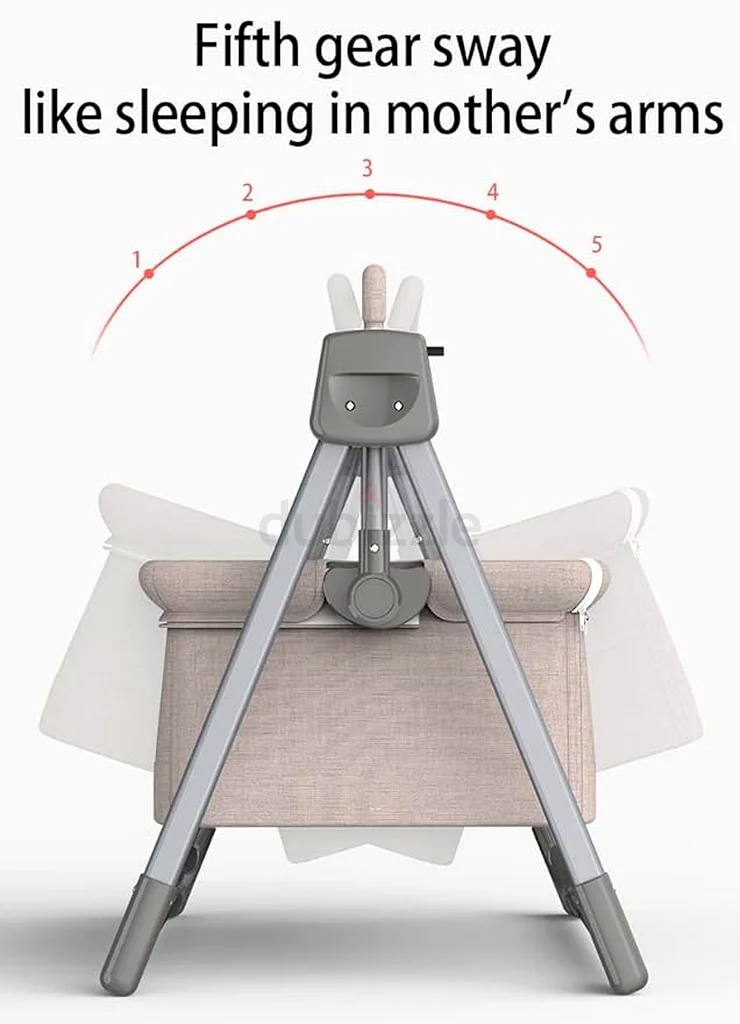 Xizheng Baby Bedside Bassinet with 82cm Sleeping Basket and 5 Swinging Speed63205363738371111