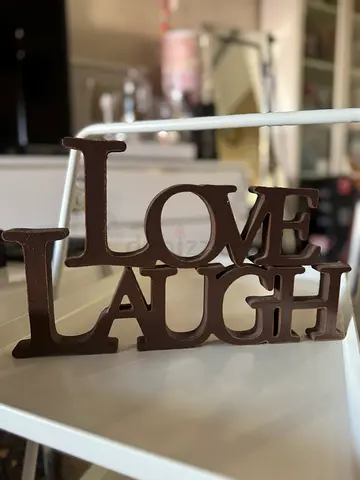 Vintage Love and Laugh wooden sign