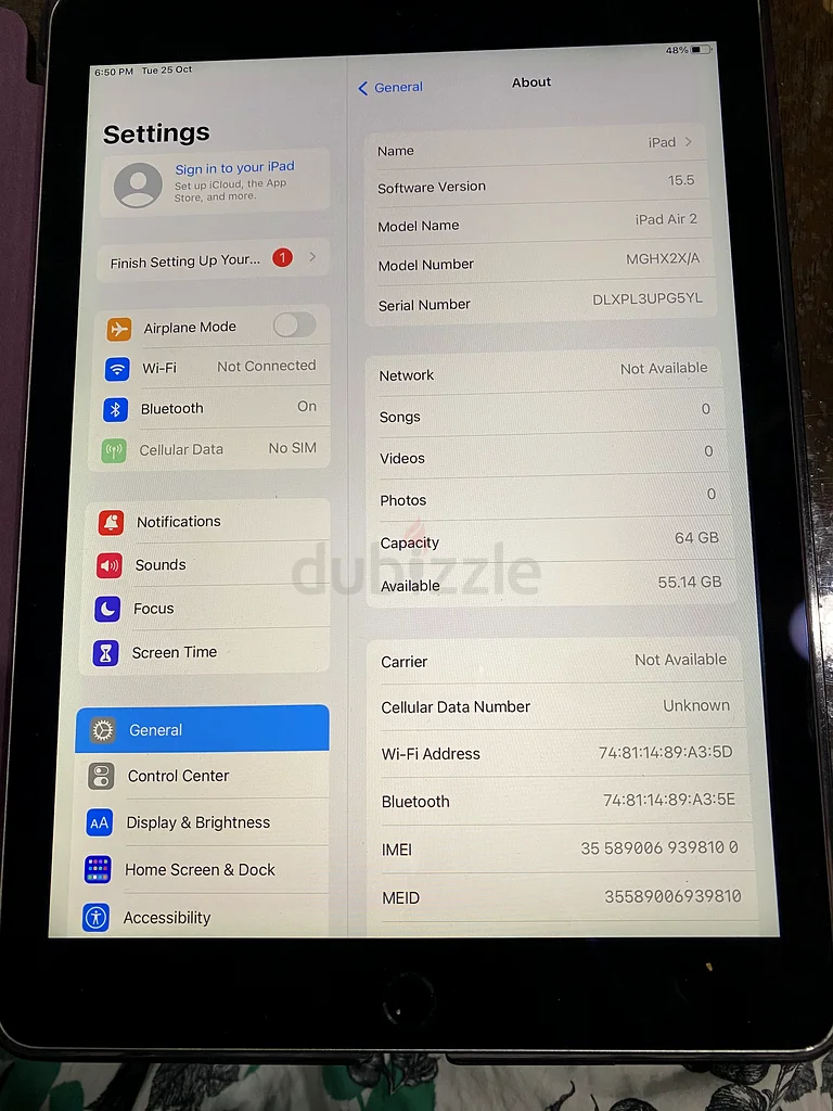 Ipad air 2 64gb cellular63184727290114111