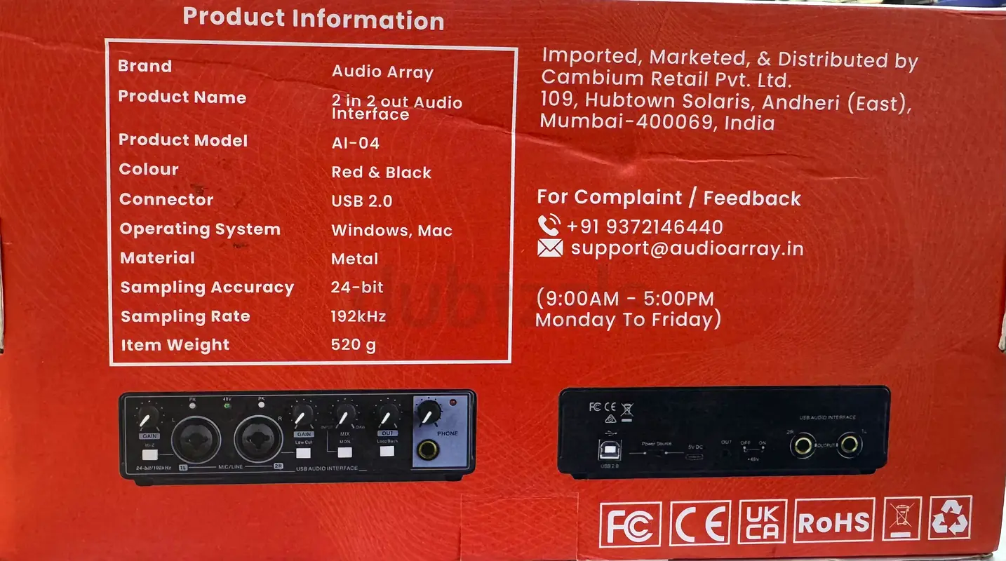 AUDIO ARRAY 2 IN 2 OUT AUDIO INTERFACE63258651654658111