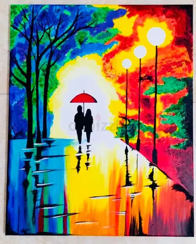 Umbrella of Love - Acrylic painting on Canvas board