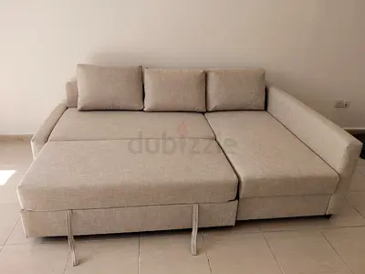 IKEA L Shape Sofa cum bed with big storage and you can fix the storage left or right anyside
