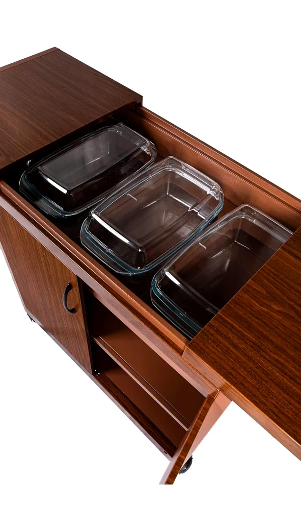 Wolf Power Freestanding 3 Dish Food Warmer Trolley With Slide Cover, Mahogany, Wps6232D63220326774017113
