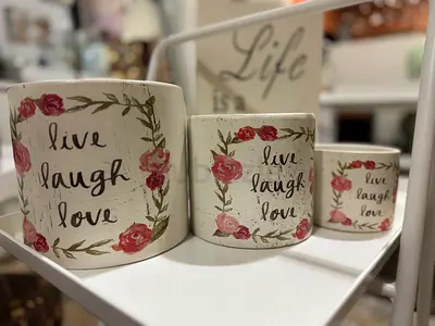 Set of pots/vase Live, Laugh, Love