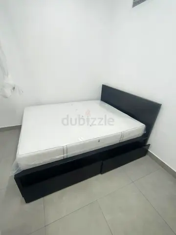 IKEA Malam queen 160×200cm bed frame with 2 big storage drawers underneath and with IKEA mattress