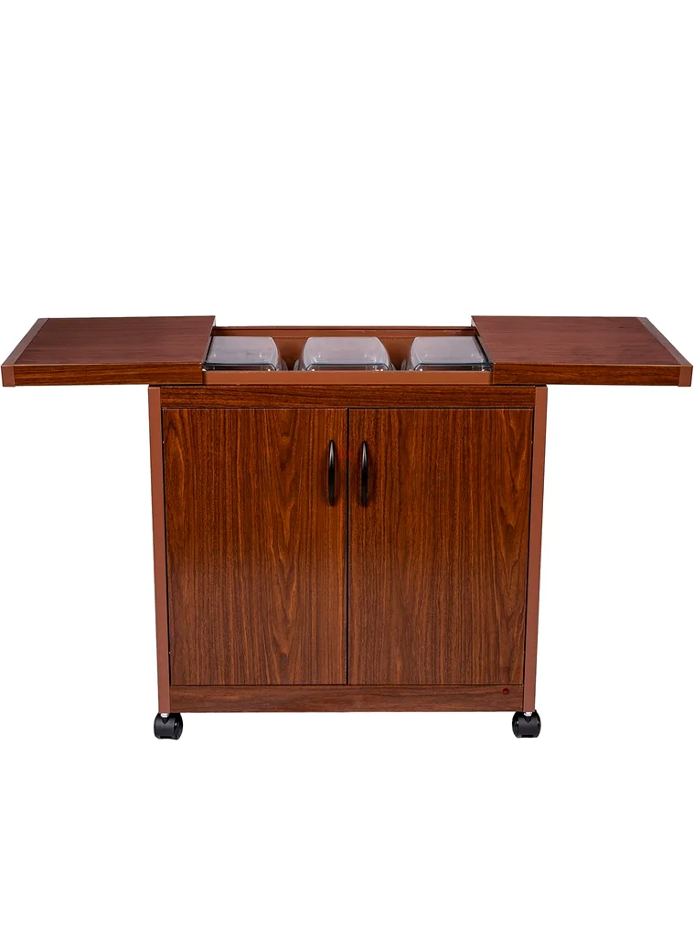 Wolf Power Freestanding 3 Dish Food Warmer Trolley With Slide Cover, Mahogany, Wps6232D63220326774017111