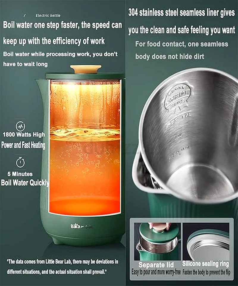 Bear 1.6L Portable Electric Kettle - Auto Shut-Off  Fast Heating Boiling Hot Water Boiler kettle63252947937921113