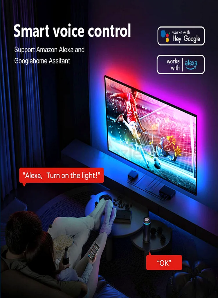 LED Backlights Strip Lights with HDMI 2.0 Sync TV Box 4K HDR Support HDMI strip for 55-65 Inch TVs63262935726211114