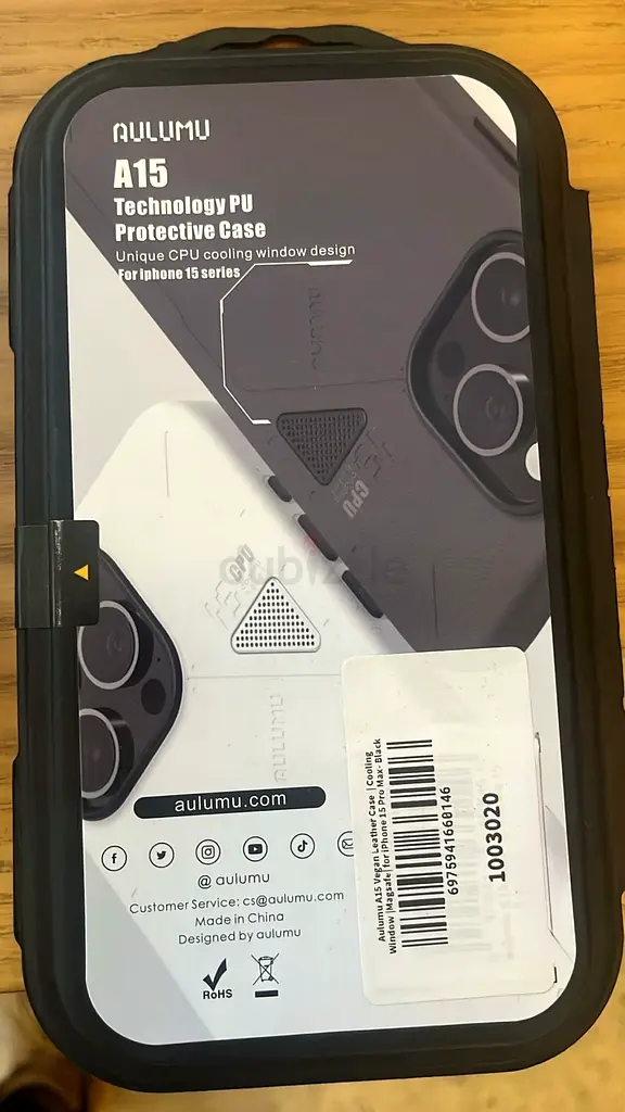Aulumu A15 Vegan Leather for iPhone 15 Pro Magnetic Case [Unique Cooling Window] - Compatible.