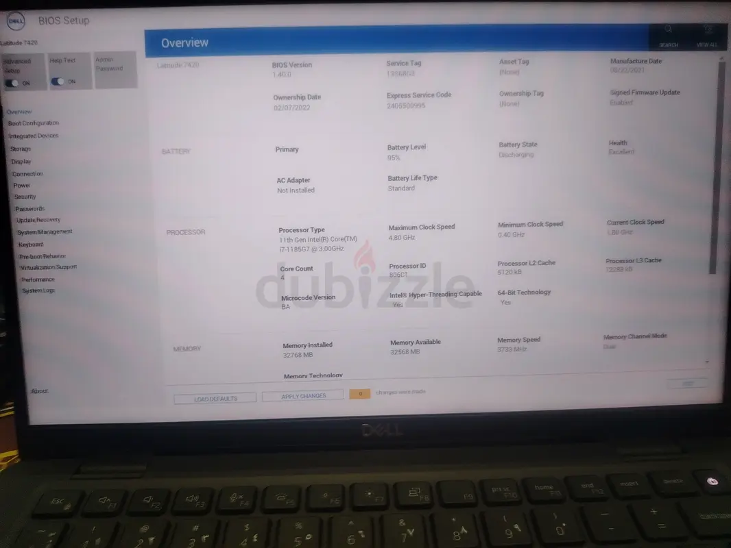 laptop dell 7420 i7 11Th 512 M2 Hard Disk  With 32 Memory63256074198017116