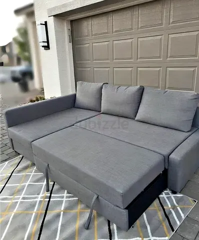 L shape Sofa cum bed ikea grey colour
