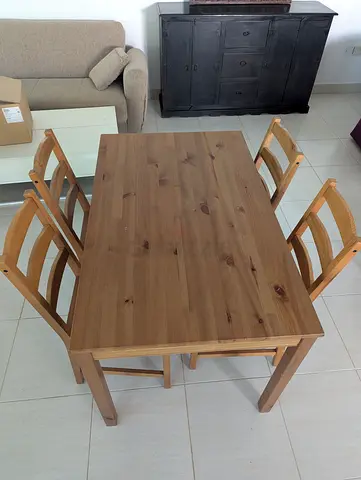 Ikea JOKKMOKK Table and 4 Chairs, Antique Stain