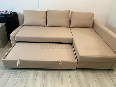 Sofa bed with storage box beige colour