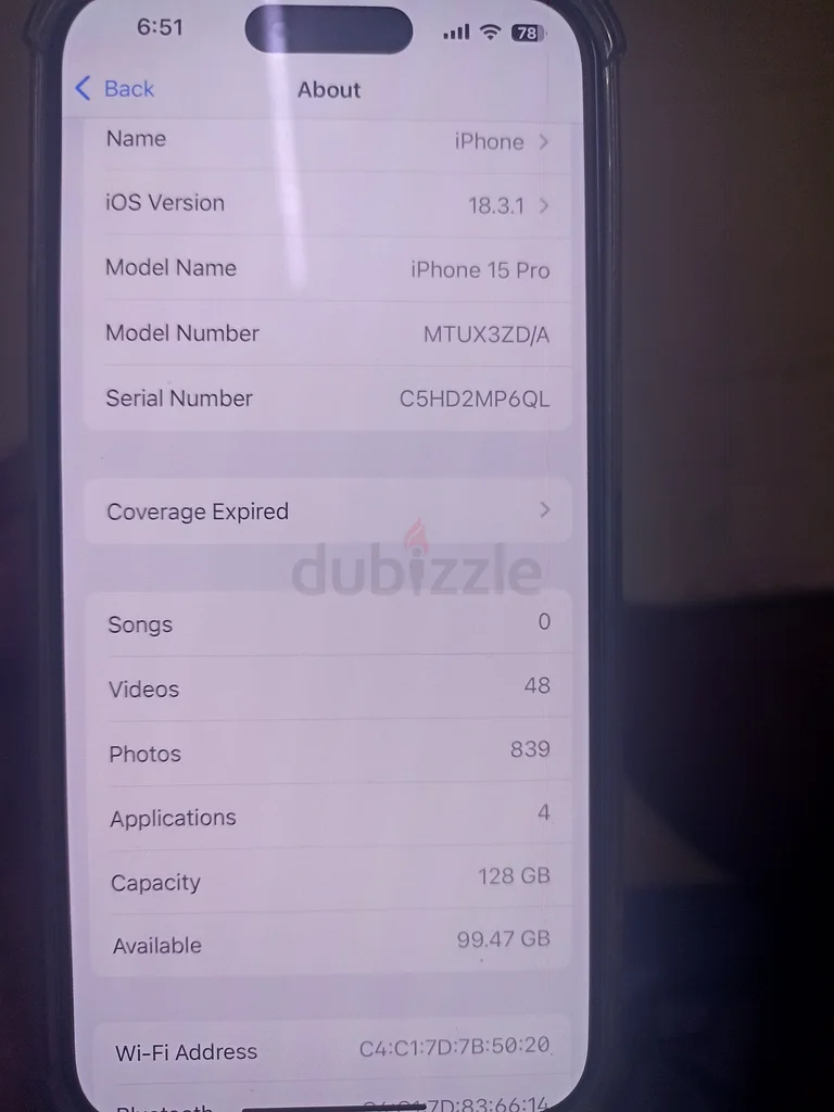 آيفون 15 برو 128 جيجابايت، بحالة ممتازة، بدون خدوش63215382411010111