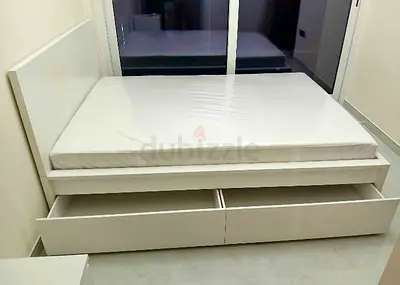 IKEA Malam double size bed 140/200cm bed with 2 storage drawers underneath and Ikea mattress
