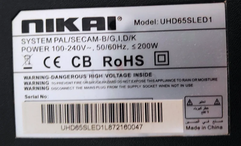 Nikai Smart Ultra HD, 4K, 65-inch Television - UHD65SLED163261283765249114