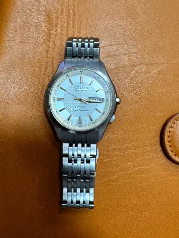 Used CITIZEN Exceed Solar Radio Titanium Day Date 10ATM Sapphire 1.57in 7.5in