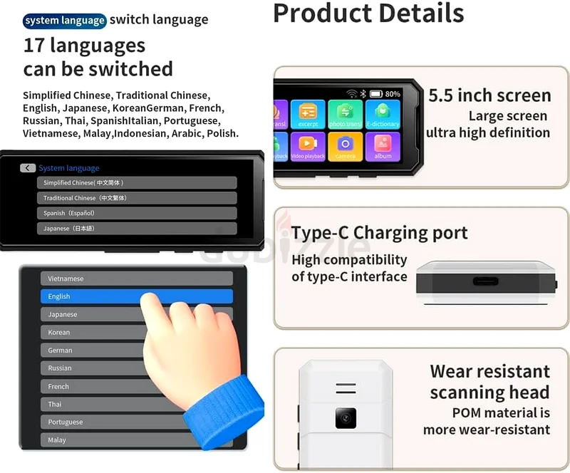 1177 - NALACAL Reading Pen Translator Pen-Scanner with 134 Languges 5.5-Inch Super Screen63165242418946114