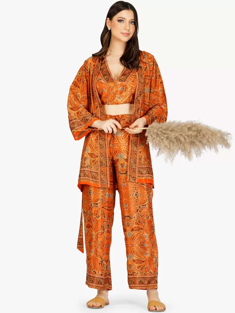House of Kari Printed Co-ord Set in Orange63238110621187113