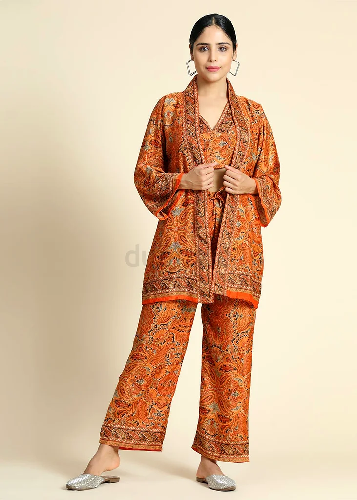 House of Kari Printed Co-ord Set in Orange63238110621187112