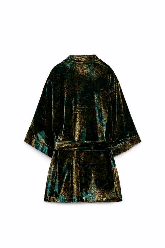 Stunning Zara Printed Velvet Kimono With Belt63238110634497111