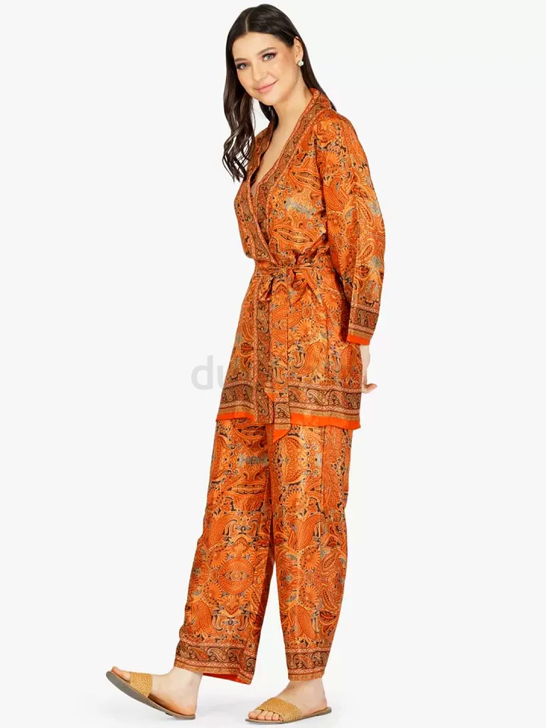 House of Kari Printed Co-ord Set in Orange63238110621187114