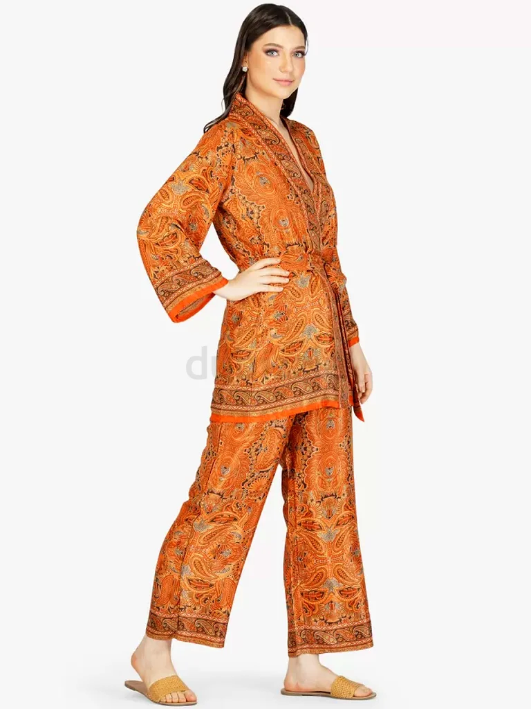 House of Kari Printed Co-ord Set in Orange63238110621187111