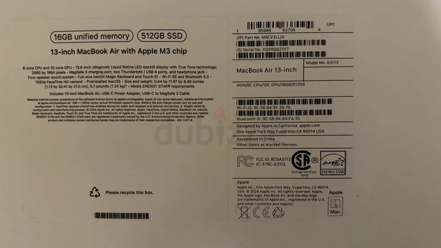 Macbook Air 13” M3 chip63255537171331111