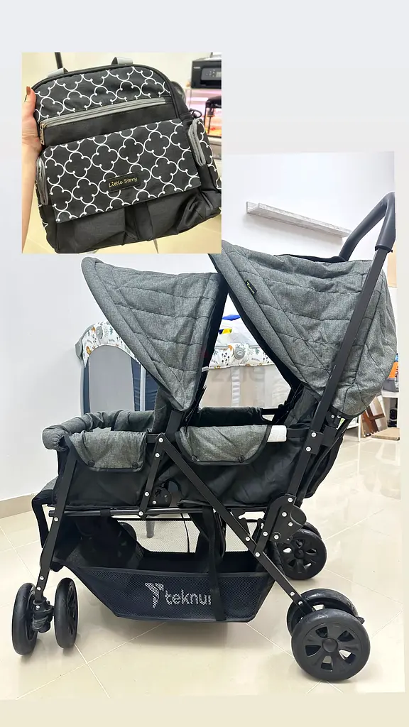 Cochecito doble con bolso para pañales gratuito