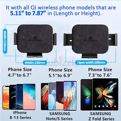 AKANTRA Alcantara 15W Dual Coil Qi Wireless Car Charger Mount Holder Compatible For Samsung Galaxy Z