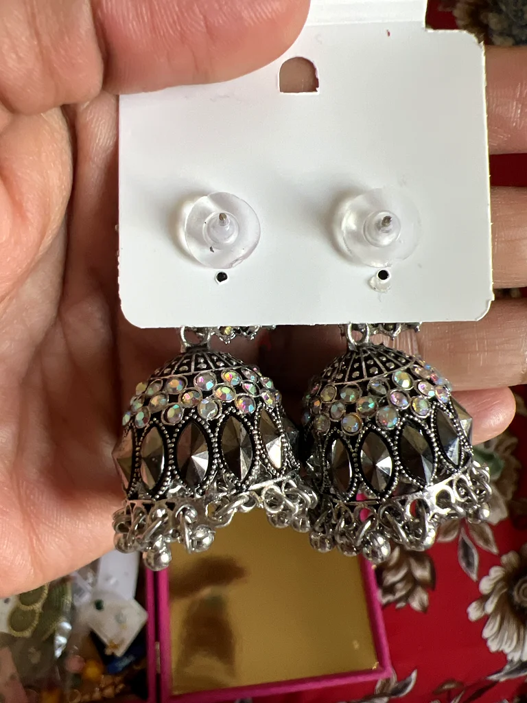 Elegant Ethnic Silver Earrings - A Touch of Tradition!63232158290177111