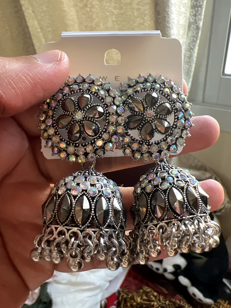 Elegant Ethnic Silver Earrings - A Touch of Tradition!63232158290177112