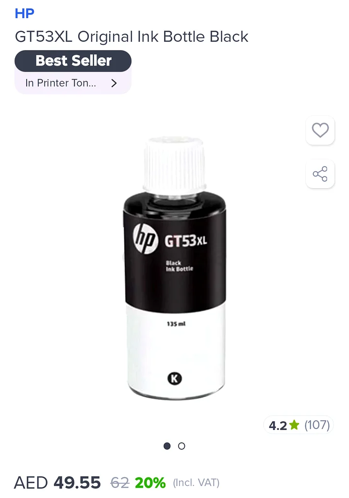 GT53XL Original Ink Bottle Black63167575829507111