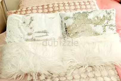 Glamorous Faux Fur and Sequin Throw Pillows