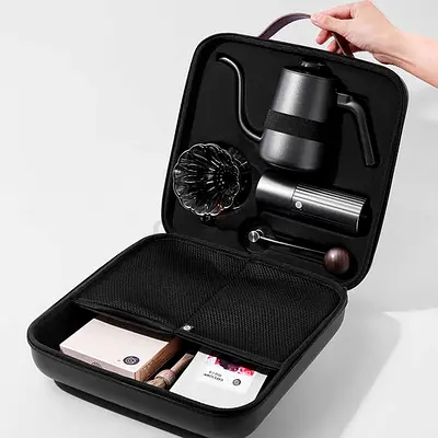 zeroHero Pour Over Coffee Kit- Black with 6 pieces Compact and Best for Home and Travelling