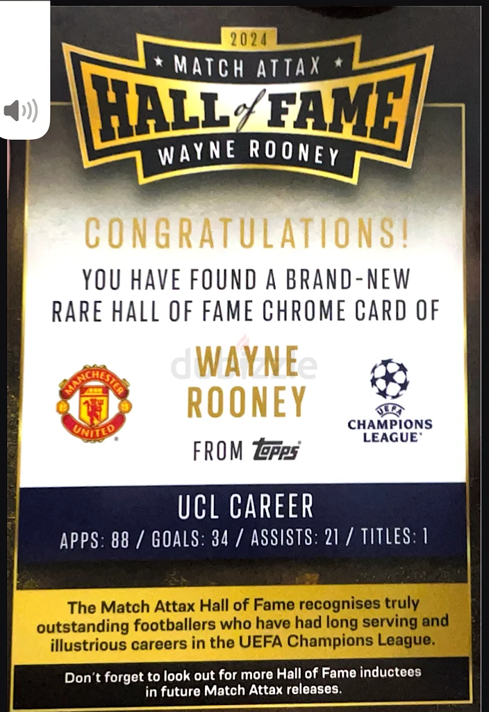 match , attax football trading card Wayne Rooney , hall of fame63208389997827111