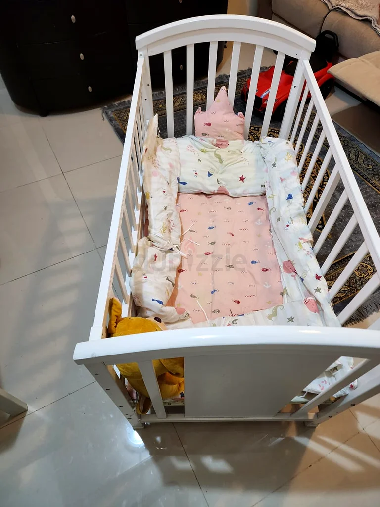 Children Crib, Baby Wooden Cot, Bed Multifunctional Rocker, Convertible Desk And Kids Sofa63204263043587113