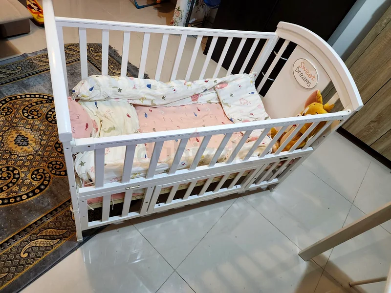 Children Crib, Baby Wooden Cot, Bed Multifunctional Rocker, Convertible Desk And Kids Sofa63204263043587112