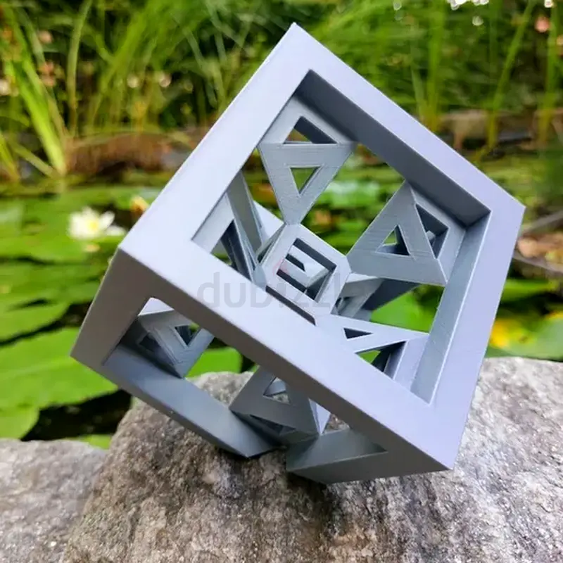 3D printed geometric art cube - modern decor statement piece