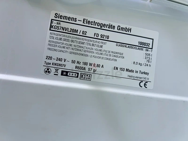 Siemens Fridge 505 Litre - KG57NVL20M Bottom Freezer FREE DELIVERY   WARRANTY63166182435074112