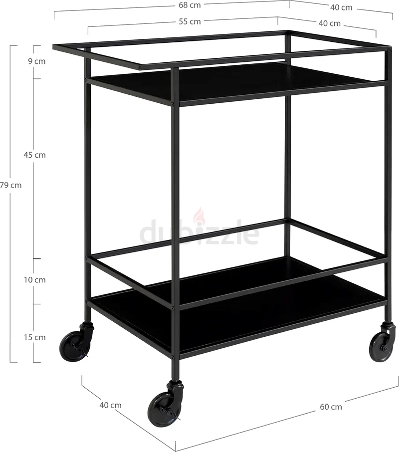 house Nordic Vita serving trolley black, bar trolley with wheels in trend63220326842497113