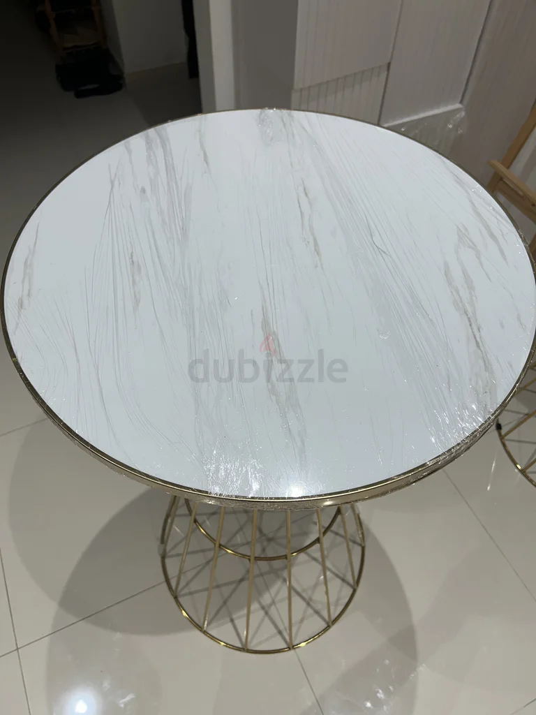 COCKTAIL STAND Stylish White Marble Top Coffee Table with Gold Frame62863819817346111